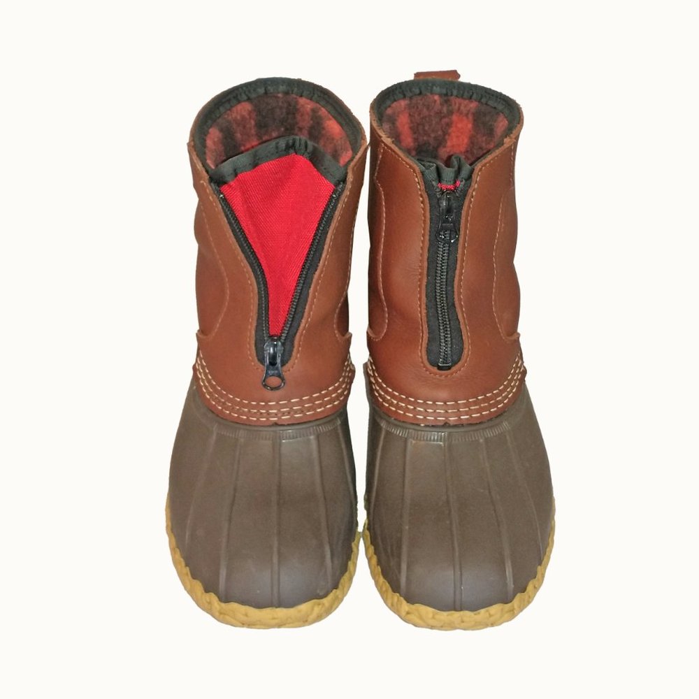L.L. Bean Brown Front Zip Fleece Lined Bean Boots - Size 9